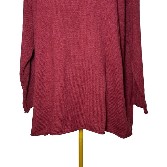 Eileen Fisher Cotton Cashmere Blend Maroon LS Turtleneck Tunic Sweater, Large - Picture 8 of 12